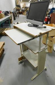 Rolling Stand Up Work Station with Polaroid Monitor