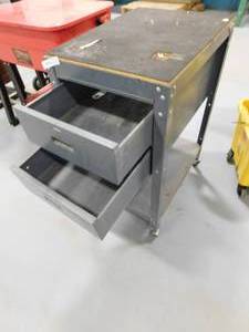 Metal Rolling 2 Drawer Storage Cart