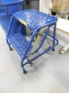 Misc. lot of Trash Cans, Step Stool, Stand Up Work Station