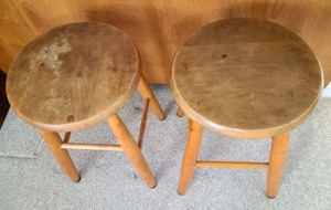 lot 46 image: Pair of Small Vintage Wood Stools