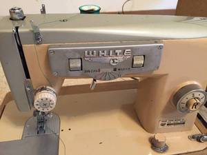 lot 120 image: Vintage White Sewing Machine in Case
