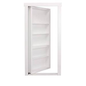 lot 604 image: The Murphy Door 32 in. x 80 in. Flush Mount Assembled Paint Grade White Right-Hand Inswing Solid Core Interior Bookcase Door FMAPG32WRHIS