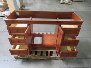 lot 200 image: Home Decorators Collection Naples 60 in. W Bath Vanity Cabinet Only in Warm Cinnamon for Single Bowl NACA6022D1