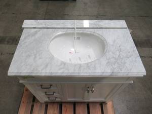 lot 201 image: Foremost Ashburn 36 in. W x 21.75 in. D Vanity Cabinet in White ASWA3621DL