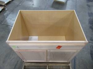lot 219 image: Hampton Bay Assembled 36x34.5x24 in. Sink Base Kitchen Cabinet in Unfinished Beech KSB36-UFDF