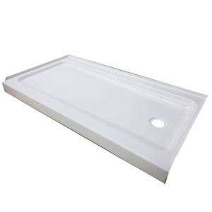 lot 418 image: Bootz ShowerCast Plus 60 in. x 32 in. x 4 in. Single Threshold Shower Base with Right Hand Drain in White, 010-1100-00