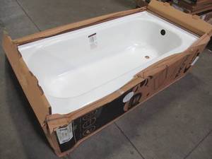 lot 403 image: Bootz Industries Aloha 60 x 30 x 14 14 Right Drain Rectangular Alcove Soaking Bathtub in White.