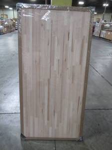 lot 622 image: Hardwood Reflections Unfinished Hevea 50 in. L x 25 in. D x 1.5 in. T Butcher Block Countertop, 1525HDRW-50 - Cracked Down the Middle (2 Pieces).