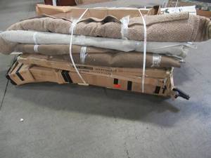 lot 426 image: WHOLESALE MIXED PALLET OF MISCELLANEOUS MOULDING, CARPET, UMBRELLAS, BUILDING MATERIALS AND MORE