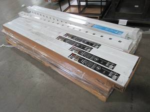 lot 428 image: WHOLESALE MIXED PALLET OF MISCELLANEOUS FIBERON 8 DECK RAILS (23) AND FIBERON 100 POST SLEEVES (4) IN WHITE