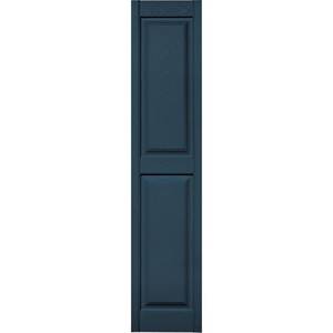lot 614 image: Builders Edge 15 in. x 59 in. Raised Panel Vinyl Exterior Shutters Pair in Blue, VINRP155941