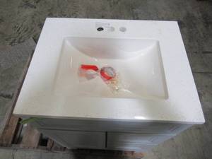 lot 306 image: Home Decorators Collection Sedgewood 30-12 in. W Bath Vanity in Dove Gray with Solid Surface Technology Vanity Top in Arctic with White Sink PPLNKDVR30D