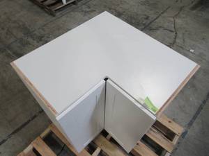 lot 310 image: Hampton Bay Cambridge Assembled 27.6x34.5x27.6 in. Lazy Susan Corner Base Cabinet in White CM2835C-WH