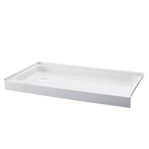 lot 450 image: Swiss Madison Voltaire 36 in. x 60 in. Acrylic, Single-Threshold, Left-Hand Drain, Shower Base in White, SM-SB513