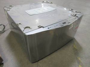 lot 118 image: LG Sidekick 1-cu ft 27-in Pedestal Washer In Grey WD100CV Untested - SLIGHT SCRATCH AND DENT, ELECTRONICS WORK, Missing Water Hook-ups