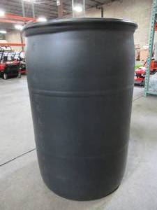 lot 124 image: 55 Gal. Black Industrial Plastic Drum, PTH0934