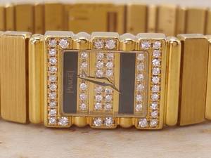 lot 1 image: Piaget Diamond and Oynx Polo Watch in 18k Yellow Gold $15,500 Pre-Owned Retail