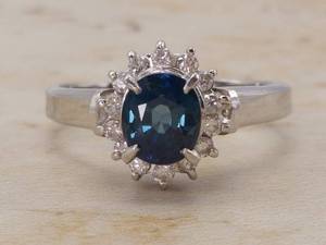 lot 4 image: 1.31 Carat Natural Twilight Blue Sapphire and Diamond Estate Ring in Platinum $10,000 Retail