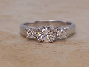 lot 10 image: Beautiful .84 Carat High Grade Diamond Three Stone Estate Ring in 14k White Gold $4975 Retail