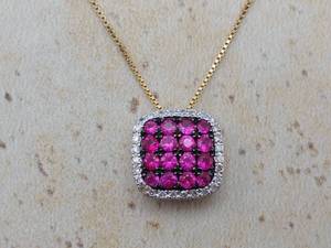 lot 16 image: EFFY Signed Designer Diamond and Natural Ruby Estate Necklace in 14k Yellow Gold $3875 Retail