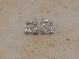 lot 18 image: Fine .46 Diamond Stud Earrings in 14k White Gold $1950 Retail