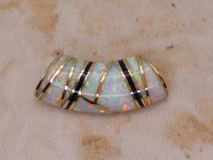 lot 33 image: Upscale Ladies Fine Opal and 14k Yellow Gold Estate Slide Necklace Pendant $2200 Pre-owned Retail