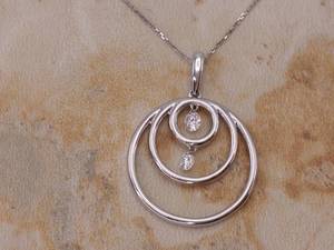 lot 44 image: Contemporary Diamond Circle Estate Necklace in 14k White Gold $1750 Retail