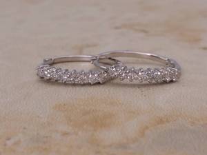 lot 46 image: Elegant .33 carat Diamond Estate Hoop Earrings in 14k White Gold $1850 Retail