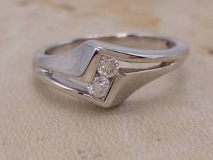 lot 54 image: Channel Set You and Me Diamond Estate Ring in 14k White Gold $1299