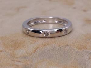 lot 55 image: Upscale Contemporary Diamond Bezel Set Band in 14k White Gold