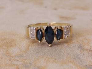 lot 58 image: Ladies Natural Sapphire and Diamond Ring in 14k Yellow Gold