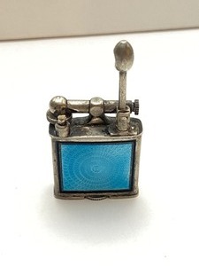 lot 14 image: Antique Sterling Silver & Enamel Clark Lighter 1926