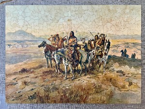 lot 19 image: Antique Pastime Picture Puzzle Parker Bros- Hand Cut Wood Jigsaw Puzzle- Complete Puzzle 1932