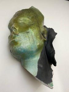 lot 23 image: P. Cabrera #90 Signed Face Sculpture- Hanging Art
