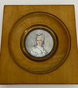 lot 67 image: Antique Hand Painted Miniature Portrait Signed Lucy