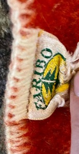 lot 81 image: Vintage Faribo Wool Blanket- Red, Cream & Black