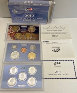 lot 86 image: 2010 United States Mint Proof Set & 3 Eisenhower Dollar Collection Coin Sets