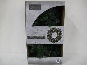 Celebrations 4723158-CC618AC Prelit LED Decorated Christmas Wreath, 36, Pure White