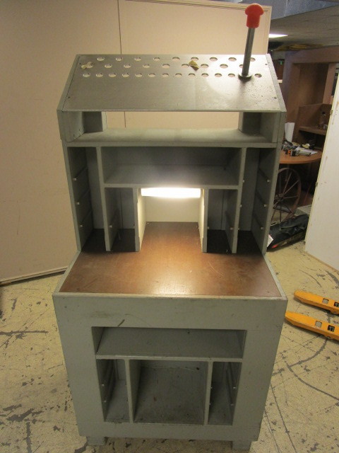 lot 102 image: WORK STATIONBENCH W OVERHEAD LIGHT