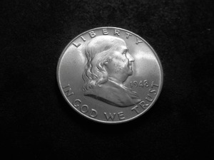 lot 75 image: 1948 Franklin Half Dollar MS Full Bell & Brilliant
