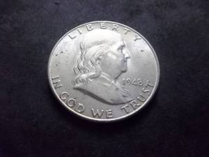 lot 76 image: 1948 D Franklin Half Dollar MS Full Bell & Brilliant