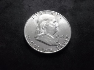lot 78 image: 1949 D Franklin Half Dollar MS Full Bell & Brilliant