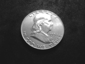 lot 92 image: 1954 D Franklin Half Dollar MS Full Bell