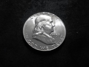 lot 96 image: 1957 Franklin Half Dollar MS Full Bell