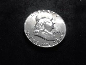lot 100 image: 1959 Franklin Half Dollar MS Full Bell