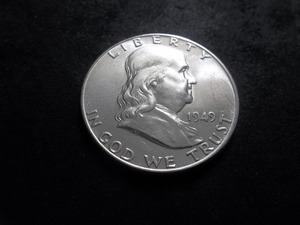 lot 77 image: 1949 Franklin Half Dollar MS Full Bell & Brilliant