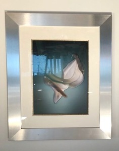 lot 32 image: Teal Floral Print w Custom Chrome Frame