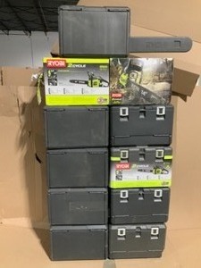lot 14 image: RYOBI OUTDOOR GAS CHAINSAWS DIFFERENT SIZESMODELS SEE PICS