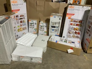 lot 27 image: ASSORTED HDX SHELVING AND RACKS DIFFERENT SIZES MODELS SEE PICS