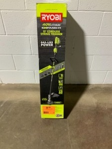 lot 33 image: RYOBI 40-VOLT LITHIUM-ION CORDLESS ATTACHMENT CAPABLE STRING TRIMMER WITH 4.0 AH BATTERY AND CHARGER INCLUDED NOT USED SEE PICS